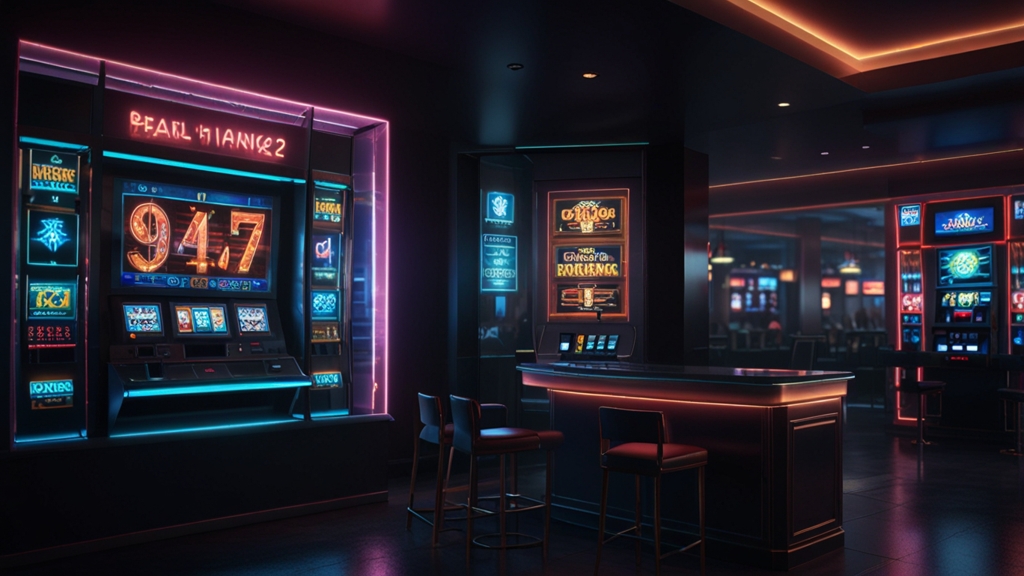 Glowing clock and payout screens showing casino withdrawal timing