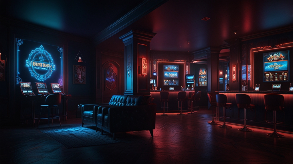 Smartphone installation screen with safety checks in a neon casino environment