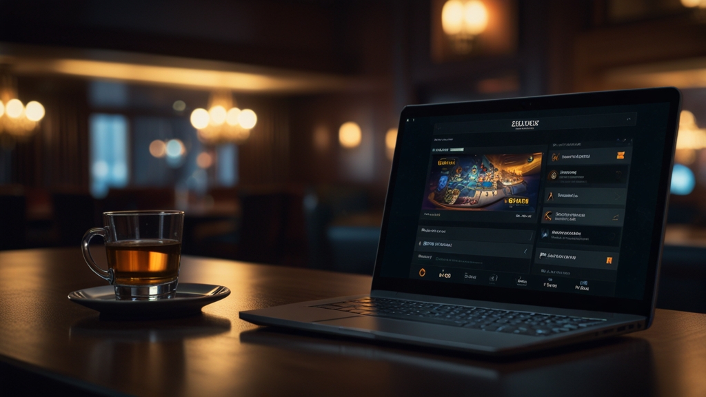 Laptop and smartphone showing casino login screens in a dark setting